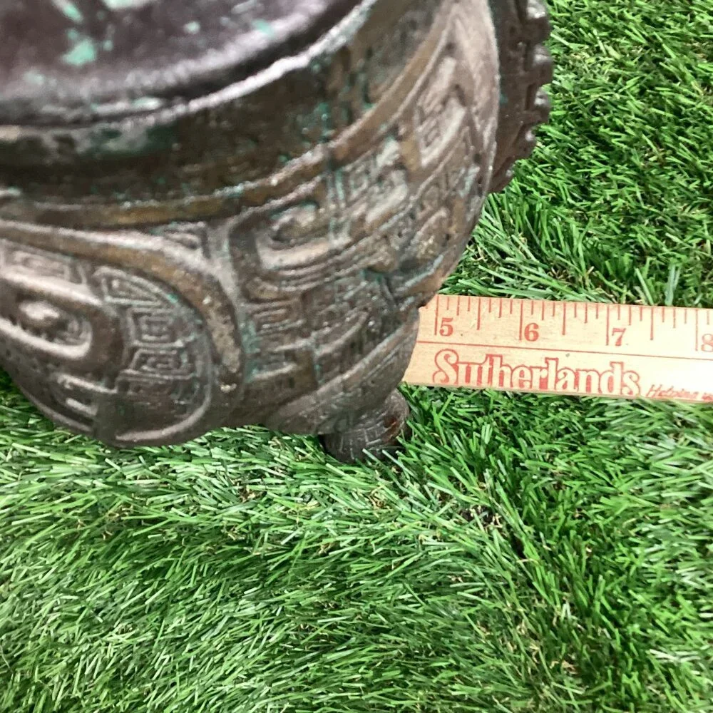 Vintage JAMES MONT Style Verdigris Mid-Century Asian Pitcher